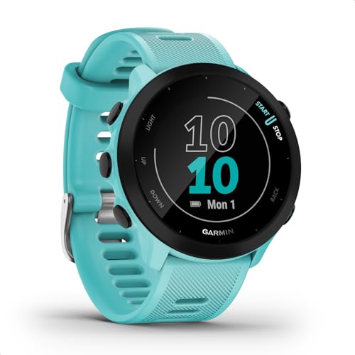 Garmin Forerunner 55 – GPS-Laufuhr mit 1,04“ Always-On-Farbdisplay, täglichen Trainingsempfehlungen, Laufzeitprognose, Sport-Apps, Schwarz und bis zu 14 Tagen Akkulaufzeit.