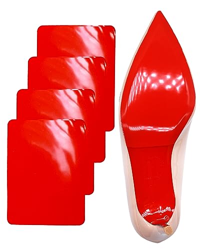BHXANZOU Sohlenschutz, kompatibel mit Christian Louboutin Schuhen, rote Unterseite, selbstklebender Schuhsohlenschutz, Ersatz für Louboutin-Schuhe, Rot, 4 Stück, 15,2 x 11,4 cm