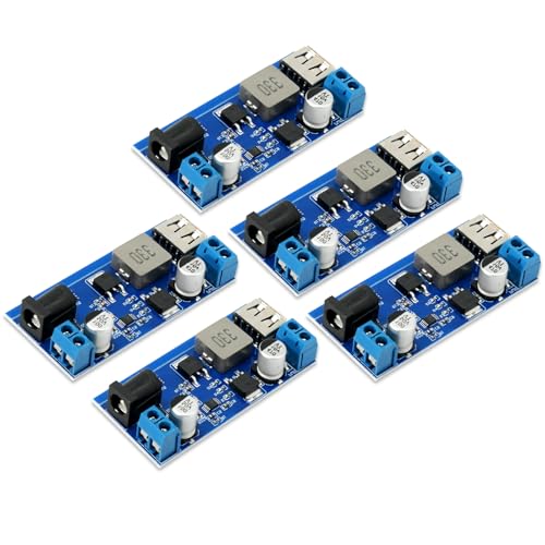 DC-DC Buck Converter 24V/12V auf 5V 5A,QIQIAZI Step Down Converter,Stromversorgung Step Down Modul,Abwärtswandler Einstellbares Netzteil Abwärtsmodul mit USB Port(5 Stück)