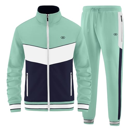 ANOTWENER Herren Trainingsanzüge Sets lässig lange Ärmel voller Reißverschluss Jacke und Jogginghose Jogginganzug Sport Outfits JW-7152-XL