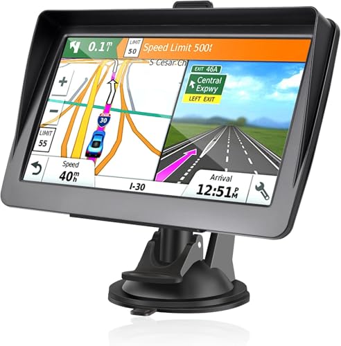 7 Zoll GPS-Navigationsgeräte für Auto/LKW/Camper 2025 mit Europa-Karte – Sprachführung, POI & Tempowarnung, Lebenslange Kostenlose Kartenupdates