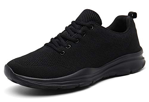 KOUDYEN Laufschuhe Atmungsaktiv Turnschuhe Schnürer Sportschuhe Sneaker für Herren Damen,XZ746-W-allblack-35EU