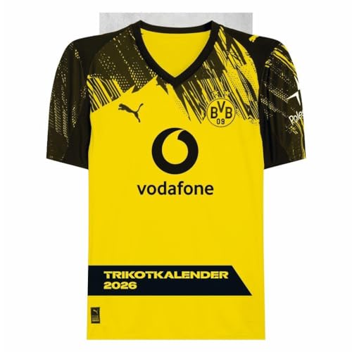 BVB Trikotkalender 2026: Kalender im originalen Trikot-Design, perfekt für Fans des BVB. Die tollsten Spielerfotos in einem dekorativen Wandkalender. (Bundesliga Kalender Heye)