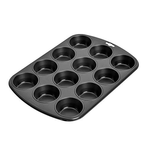 Original Kaiser Inspiration Muffinform Blech für 12 Muffins, Muffin Backblech 38 x 27 cm, antihaftbeschichtet, Standardgröße, Cupcake Formen, schwarz