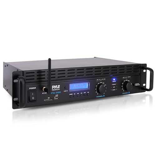 Pyle Verstärker, Mini Verstärker, 2000W- Bluetooth, Amplifier, Stereo, Audio - Rackmount- 2 Kanal mit TRS XLR- Eingang, LCD, Brückenmodus, Stereo Receiver, Kabellos