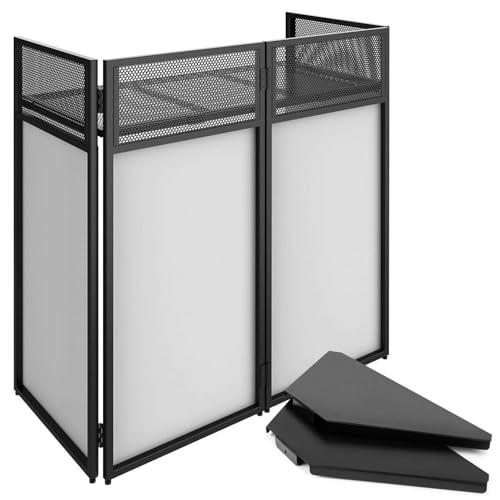 Vonyx DB4 PRO DJ Pult, DJ Booth, DJ Tisch mit Eckplatten und weißen und schwarzen Abdeckungen, Tragetaschen, mobile DJ-Stand