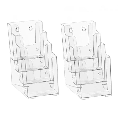 Changyeah 2 stücke Tisch-Prospektständer,A6-4-Stufiger Acryl Aufsteller Flyer,auf 4 Etagen inkl, Flyer-Ständer, Visitenkartenhalter Aufsteller, Werbung,Aufsteller Tisch-Prospektständer