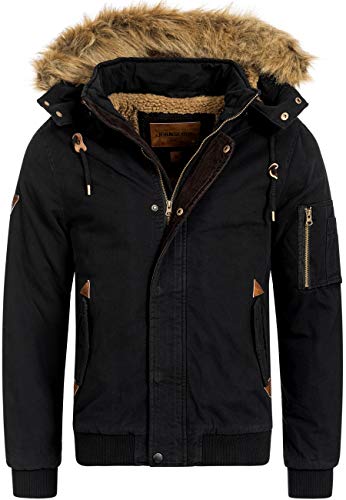Indicode Herren Pennington Winterjacke aus Baumwolle | Winterparka Herrenjacke Parka Black, M