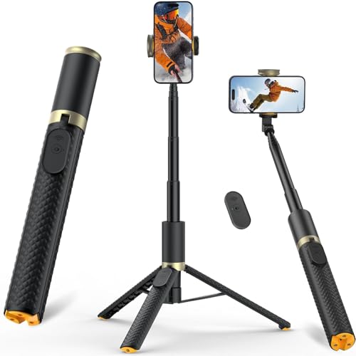 Vimose Handy Stativ, Schwere Ausführung Selfie Stick mit Fernbedienung, tragbares Reisestativ für Selfies Videoaufnahmen Vlog, 158CM ausziehbarer Stativ für SmartphoneTripod für iPhone Android Samsung