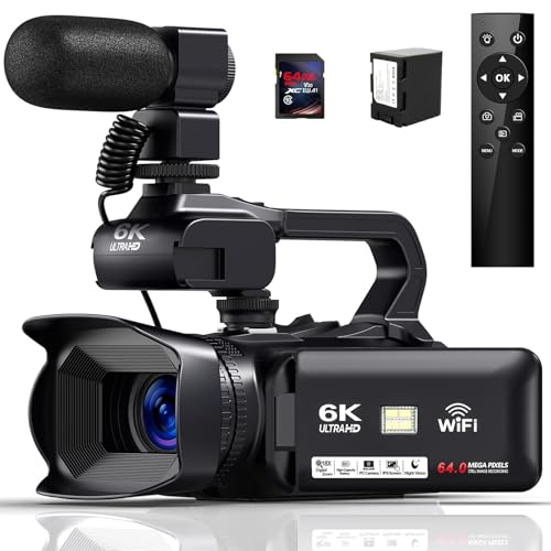 Videokamera 6K 64MP Camcorder 18X Digital Zoom Vlogging Camera for YouTube, 4.0