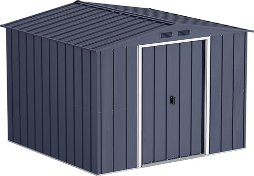 Duramax ECO 8 x 8 (5.89 m²) Metallgerätehaus, feuerverzinktes Metall gerätehaus - Geräteschuppen, verstärkte Dachkonstruktion, wartungsfreier und wetterfester Metallschuppen, Anthrazit