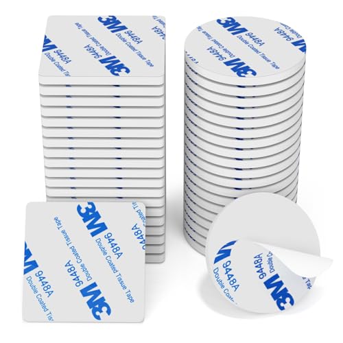 HOMMAND Doppelseitig Extra Stark, 40 Stück 3M Schaumstoff Klebepads, Wasserfeste Montagepads für Zuhause Büro Auto Schule, Doppelseitige Klebepads Rund/Quadratisch