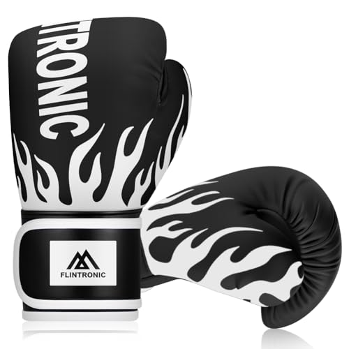 Flintronic Boxhandschuhe Kinder, Kinder Boxhandschuhe, 4oz Junior Boxing Gloves, Kickboxhandschuhe für Muay Thai, MMA, Kampfsport, Kickboxen, Sparring (3-10 Jahre) Stil-C Schwarz