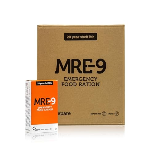 MRE-9 Notration - 24 Tage Emergency Food - 20 Jahre Haltbarkeitsdauer - 24x500g Notfallnahrung - 2400 kcal pro Tag - Extra Vitamine