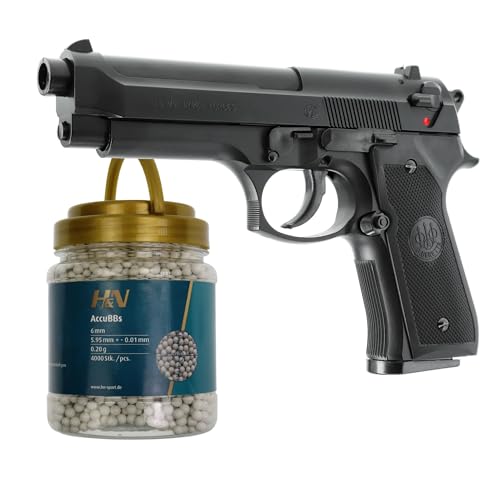 OpTacs Set Airsoft Beretta M9 World Defender 0,5 Joule 6 mm BB Federdruck Softair + H&N Sport Softair Munition Accu BBS Premium 4000 Stück 0,20 g 6mm