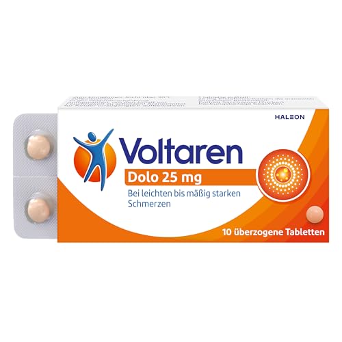 Voltaren Dolo 25mg Tabletten: Schmerztabletten bei Muskelschmerzen, Nackenschmerzen, Gelenkschmerzen, Schulterschmerzen und Rückenschmerzen mit Diclofenac, 10 St.