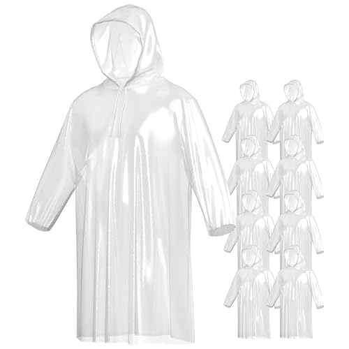 Vaily Einweg-Regenponchos 8er Pack Regenschutz - Transparentes Regencape mit Kapuze, ideal für Festival, Karneval, Camping und Fahrradfahren - Einheitspassform