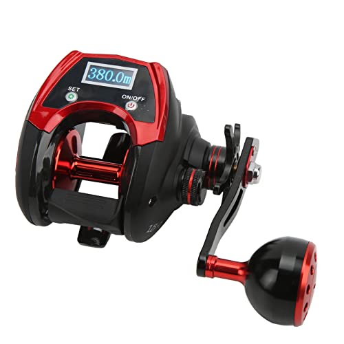Baitcasting Rolle, 18 + 1BB 6,4: 1 Maximaler Widerstand 18Kg Elektrische Angelrolle mit LCD Digitalanzeige Zählung (Wassertropfenrad mit Digitalanzeige der zweiten)