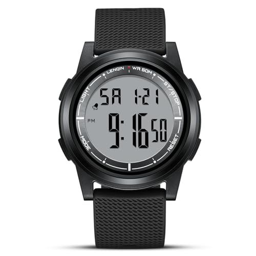 Uhren Herren Digital Herrenuhr 3ATM Wasserdicht Armbanduhr Herren Digitaluhr mit Wecker, Stoppuhr, Kalender