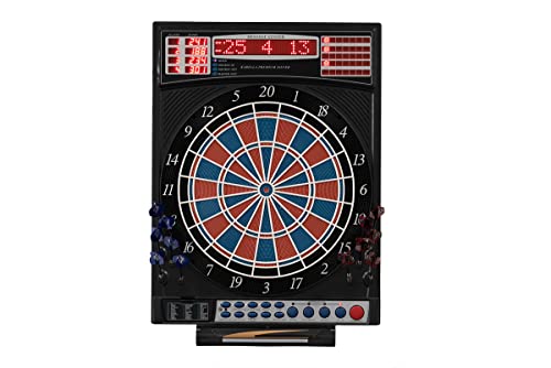 Dartautomat Premium Silver, elektronische Dartscheibe mit High-End Level 41 Spiele, Profi 2-Loch Turnierausführung, LED-Anzeigen, inkl. 12 Softdarts