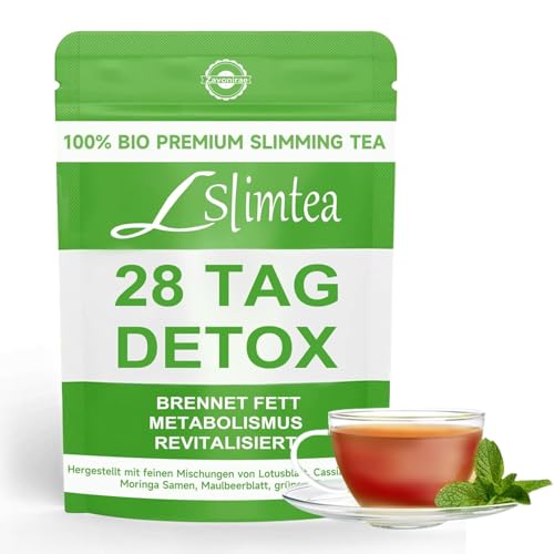 Detox Tee zum Abnehmen, 28 Tage Kräutertee zur Gewichtsreduktion – Grüne Pflanzenhelfer Entgiftungspulver, Einzigartige Mischung aus Lotusblatt, Cassia-Samen – gesundes Gewicht, Verdauung & Detox