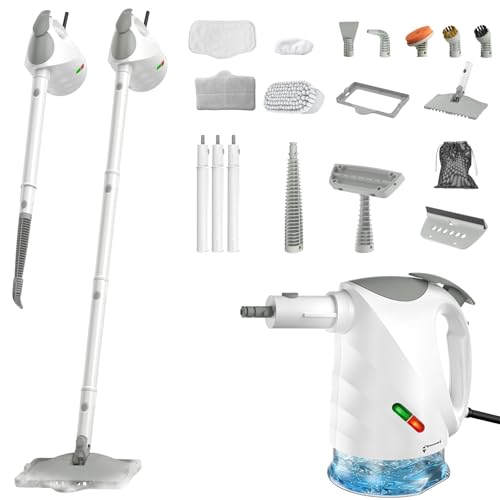 Dampfreiniger, 10-in-1 Handdampfreiniger, 15S Schnelle Aufheizung Dampfwischer, 450 ml Druck-Mehrzweckdampfreiniger, 1500 W, chemikalienfreier für den Heimgebrauch, Reinigung von Böden, Fliesen, Fenst