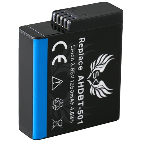 SK Akku Ersatz für GoPro | 1250mAh | Go Pro Hero 2018 Hero 5 Hero 6 Hero 7 Black // AABAT-001 AHDBT-501 CS-GDB501MX Hero2018 Hero5 Hero7