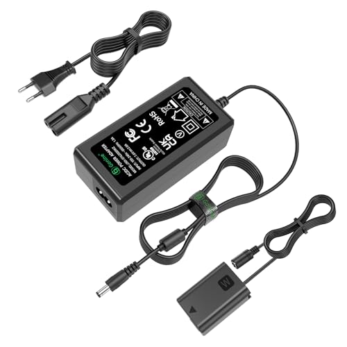 Gonine AC-PW20 Netzteil NP-FW50 Dummy Akku Kit für Sony Alpha ZV-E10 A7 A7R A7S A7II A7RII A7SII A6500 A6400 A6300 A6100 A6000 A5100 A5000 RX10 II III IV NEX-3 NEX-5 NEX-7