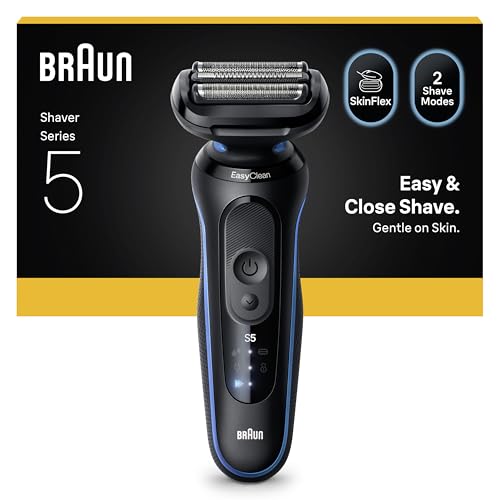 Braun Series 5 Elektrorasierer Herren, Rasierapparat mit 50 Min. Akkulaufzeit, Kabelloser Nass- und Trockenrasierer für Männer, Wasserdicht, Made in Germany, 52-B1000s, Blau