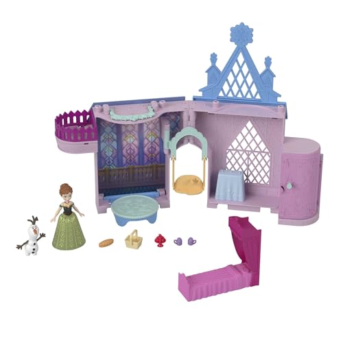Mattel Disney Die Eiskönigin Storytime Stackers-Spielset, Puppenhaus von Annas Schloss in Arendelle mit kleiner Puppe, Olaf und 7 Zubehörteilen, inspiriert von den Disney-Filmen Die Eiskönigin“, JDP65