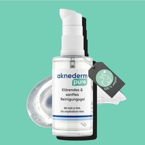aknederm pure Reinigungsgel 50ml I sanftes Waschgel Gesicht mit AHA & PHA I klärendes Gesicht Waschgel für eine gründliche & milde Gesichtsreinigung I vegan/parfümfrei & ohne Parabene