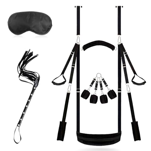 2024-Neu Liebesschaukel Sexschaukel Tür Schaukel,Vielseitig Bondageset Fessel Set,Handschellen Sex Bett,Liebesschaukeln Sex Möbel + Peitsche + SM Augenmaske,BDSMs Spielzeug Hart,Fesseln Sex Set