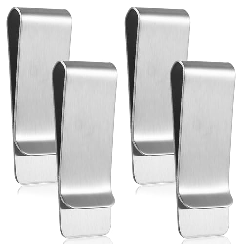 4 Stk Geldklammer Edelstahl Geldklammern für Geldscheine, Metall Tragbare Geldscheinklammer Herren Frauen, Geldspange Money Clips für Bargeld Rechnungen Dokumente Banknote Visitenkarte Kreditkarten