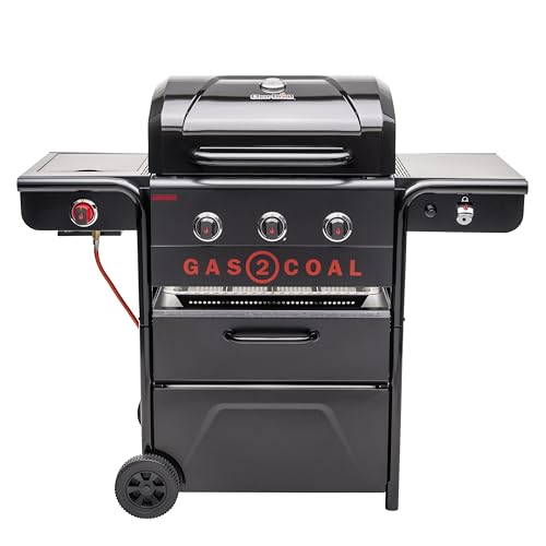 Char-Broil Gas2Coal 2.0 330 Special Edition 3+1-Brenner Hybridgrill, Patentierte Holzkohleschale, 900 °C Sear-Brenner & extra Grillplatte, Schwarz