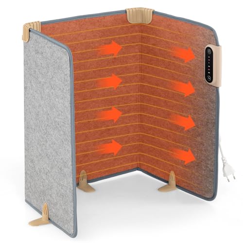 COSTWAY elektrischer Beinwärmer unter dem schreibtisch, faltbare Fußwärmer mit 3 Heizstufen, 4H Timer & Überhitzungsschutz, 145W Infrarotheizung Heizpaneel für Zuhause und Büro (Grau)