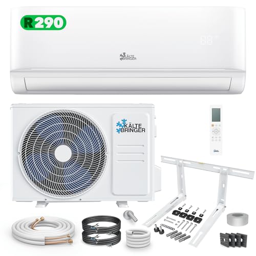 Kältebringer R290 Split Klimaanlage - 12000 BTU - 3,4 kW - Propan Klimagerät mit Heizfunktion, WiFi & App, bis 55qm, sehr leise - 5m Kupferleitung, Kältemittel R290, Montagematerial, Wandhalterung