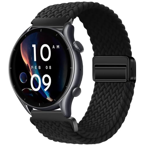 Issinlky Geflochtenes Nylonband für Amazfit GTR 47mm/2/2e/3/3 Pro/4/4 Pro/Stratos 3/2, 22mm Elastisches Armband für Xiaomi Watch S1/Mi/S1 Active/S3/2