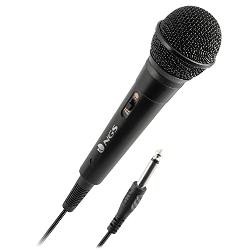 NGS Singer FIRE - Dynamisches Mikrofon, Mikrofon mit 3 Meter Kabel, 6,3 mm Klinkenanschluss und EIN/Aus-Taste