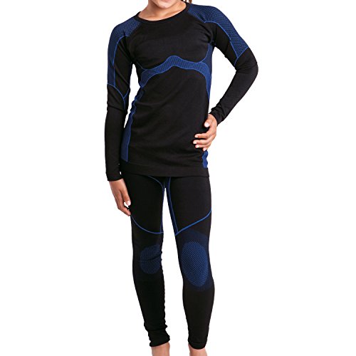 Gomati Kinder Thermo Unterwäsche Set - Seamless - Blau 134-140