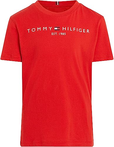 Tommy Hilfiger Kinder Unisex T-Shirt Kurzarm Essential Tee Rundhalsausschnitt, Rot (Deep Crimson), 4 Jahre