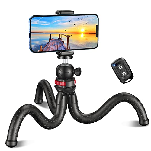CIRYCASE Flexibler Handy Stativ, Mini Selfie Stick Stativ für Smartphone mit Kabelloser Fernbedienung, 360° Drehbar Tragbarer Kamerastativ Halterungen Handykamera Kompatibel mit iPhone, Galaxy, Kamera