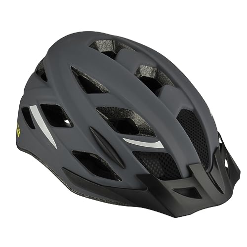 Fischer Cityhelm Urban Levin, Fahrradhelm für Erwachsene, S/M, 52-59cm, Radhelm mit beleuchtetem Innenring-System, grau
