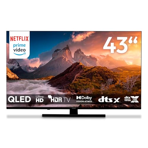 MEDION 108 cm (43 Zoll) QLED Fernseher (Smart TV, 4K, Dolby Vision HDR, Prime Video, Disney+, Dolby Atmos, DTS X, kompatibel mit Google TV, PVR, Bluetooth, MD 843700)
