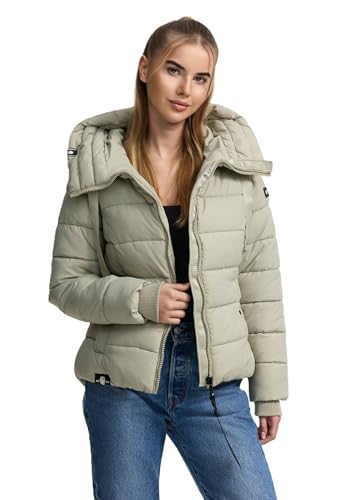 Navahoo Damen Steppjacke Winterjacke Stehkragen gefüttert B930 [B930-Amay-Pebble-Grey-Gr.XS]
