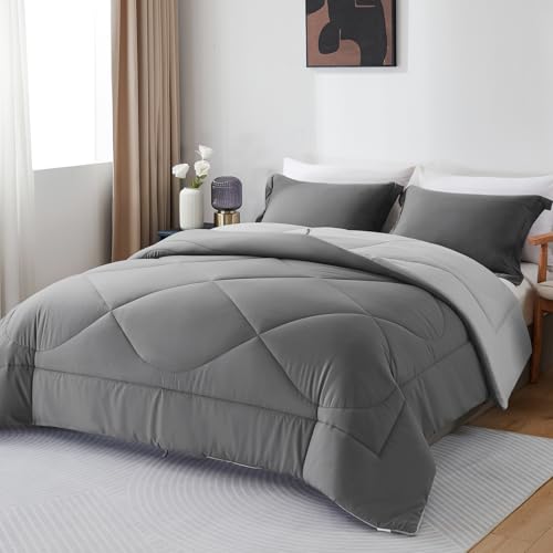 beeweed Bettdecke 155x220 Ganzjahresdecke Wende-Steppdecke Oeko-TEX Zertifiziert 300GSM 4 Jahreszeiten Bettdecken Duvet 155x220cm Weiche Mikrofaser Schlafdecke mit Kissenbezüge