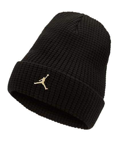 Nike Herren Jordan Beanie Utility Metal Jm Zeitungskappe, Schwarz/Metallic Gold, Einheitsgröße