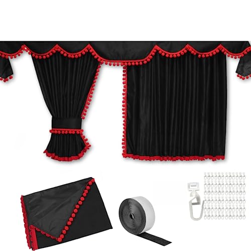 Adomo LKW Vorhänge Set - 7-Teilig - Actros MP4 & MP5 - Maßgeschneidert - Handarbeit - Lichtschutz - Sichtschutz - Cab Curtain - Einfache Installation & Pflege