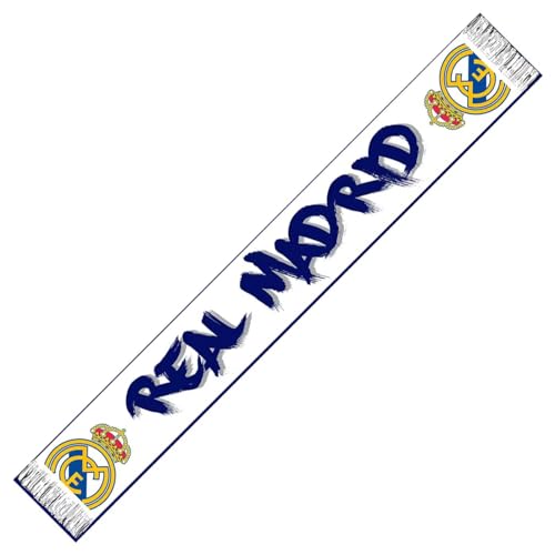 Real Madrid Strickschal Nr. 32, offiziell lizenziert, Weiß, 140 cm x 20 cm, weiß, Einheitsgröße