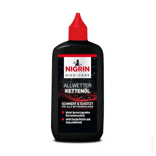 NIGRIN BIKE-CARE Allwetter-Kettenöl, 100 ml Flasche, Fahrradkettenöl, verringert Reibung, macht Fahrradketten leichtläufig