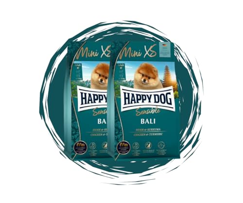 Happy Dog Sensible Mini XS Bali – Hundefutter Bundle 2×300 g - Getreidefrei & sensitiv - Extra kleine Kroketten für Mini-Rassen - Pferd & Tropische Rezeptur